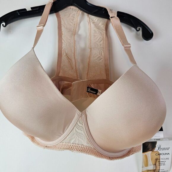 Paramour By Felina Carolina Full Figure Racerback Contour T-Shirt Bra 42DDD Nude - Picture 1 of 6